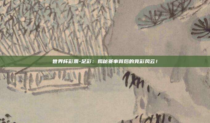 世界杯彩票-足彩：揭秘赛事背后的竞彩风云！