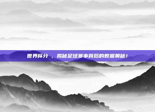 世界杯分絤，揭秘足球赛事背后的数据奥秘！