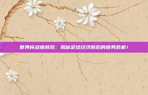 世界杯战债背后：揭秘足球经济背后的债务危机！
