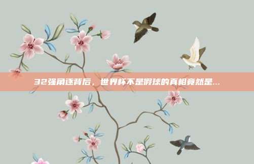 32强角逐背后，世界杯不是假球的真相竟然是...