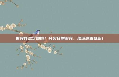 世界杯悬念揭晓！开奖日期曝光，球迷翘首以盼！