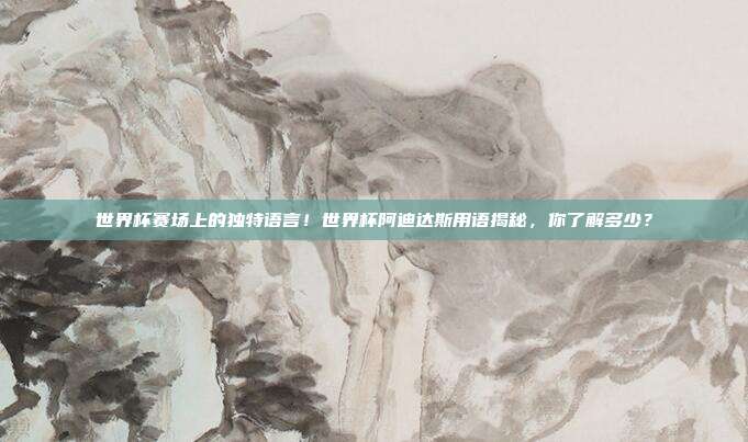 世界杯赛场上的独特语言！世界杯阿迪达斯用语揭秘，你了解多少？