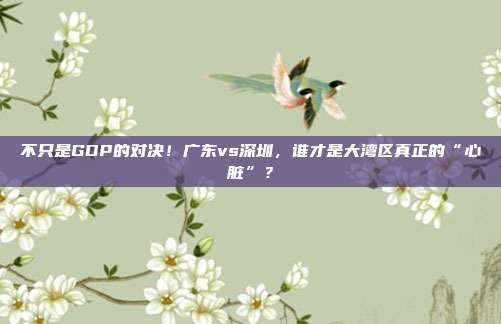 不只是GDP的对决！广东vs深圳，谁才是大湾区真正的“心脏”？
