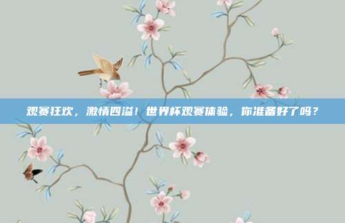 观赛狂欢，激情四溢！世界杯观赛体验，你准备好了吗？
