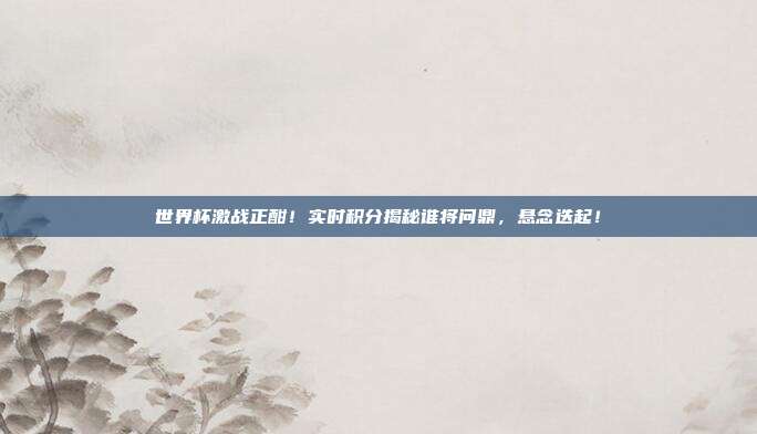 世界杯激战正酣！实时积分揭秘谁将问鼎，悬念迭起！
