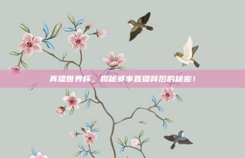 真播世界杯，揭秘赛事直播背后的秘密！