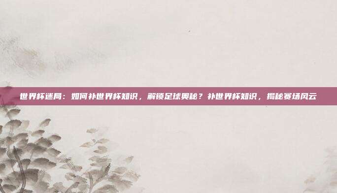 世界杯迷局：如何补世界杯知识，解锁足球奥秘？补世界杯知识，揭秘赛场风云