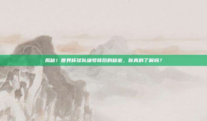 揭秘！世界杯球队编号背后的秘密，你真的了解吗？