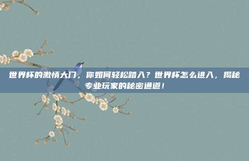 世界杯的激情大门,你如何轻松踏入?世界杯怎么进入,揭秘专业玩家的秘密通道!