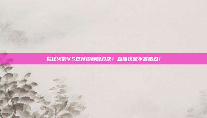 揭秘火箭VS森林狼巅峰对决！直播视频不容错过！