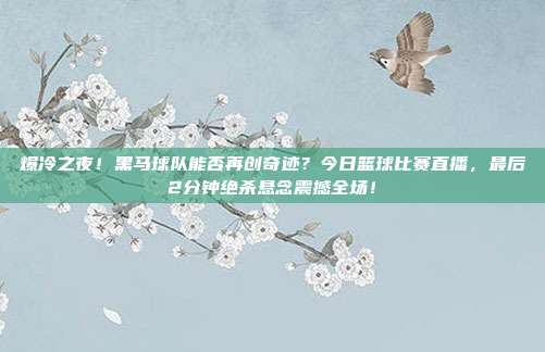 爆冷之夜！黑马球队能否再创奇迹？今日篮球比赛直播，最后2分钟绝杀悬念震撼全场！