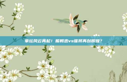 拳坛风云再起!熊朝忠vs谁将再创辉煌?