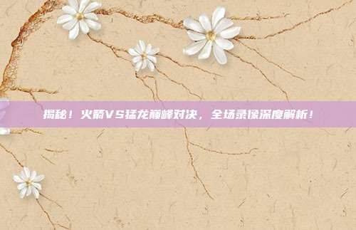 揭秘！火箭VS猛龙巅峰对决，全场录像深度解析！
