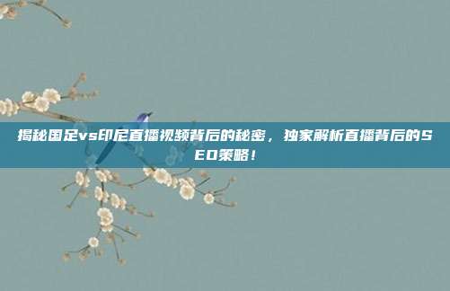 揭秘国足vs印尼直播视频背后的秘密，独家解析直播背后的SEO策略！