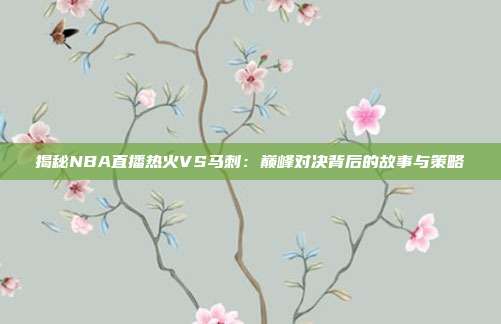 揭秘NBA直播热火VS马刺：巅峰对决背后的故事与策略