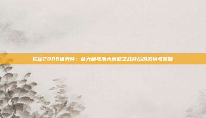 揭秘2006世界杯：意大利与澳大利亚之战背后的激情与策略