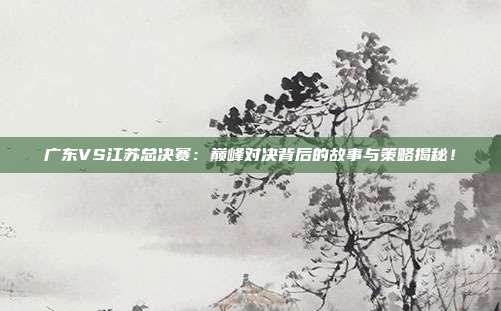 广东VS江苏总决赛:巅峰对决背后的故事与策略揭秘!