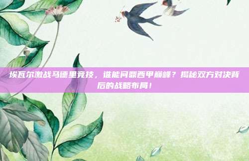 埃瓦尔激战马德里竞技，谁能问鼎西甲巅峰？揭秘双方对决背后的战略布局！