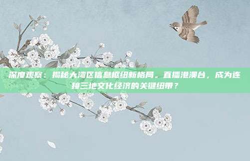 深度观察：揭秘大湾区信息枢纽新格局。直播港澳台，成为连接三地文化经济的关键纽带？