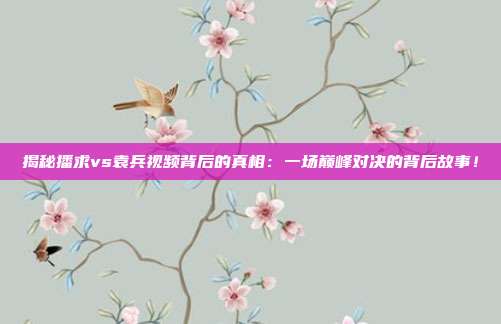 揭秘播求vs袁兵视频背后的真相：一场巅峰对决的背后故事！