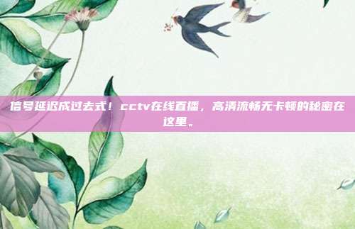 信号延迟成过去式！cctv在线直播，高清流畅无卡顿的秘密在这里。