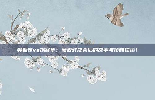 樊振东vs水谷隼:巅峰对决背后的故事与策略揭秘!