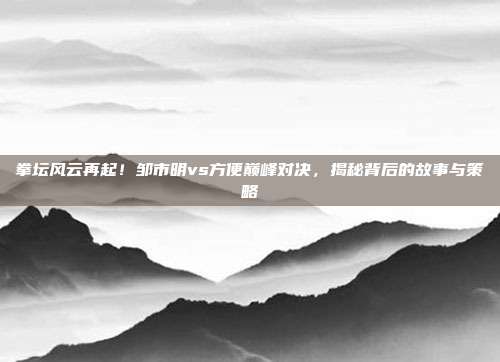 拳坛风云再起！邹市明vs方便巅峰对决，揭秘背后的故事与策略