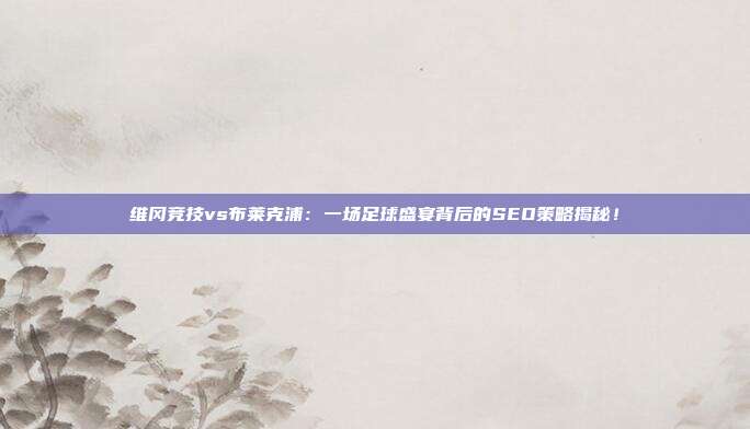 维冈竞技vs布莱克浦:一场足球盛宴背后的SEO策略揭秘!