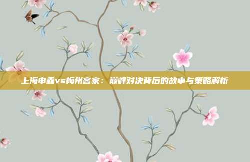 上海申鑫vs梅州客家：巅峰对决背后的故事与策略解析
