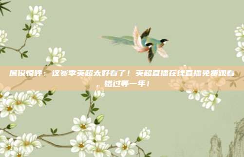 詹俊惊呼：这赛季英超太好看了！英超直播在线直播免费观看，错过等一年！