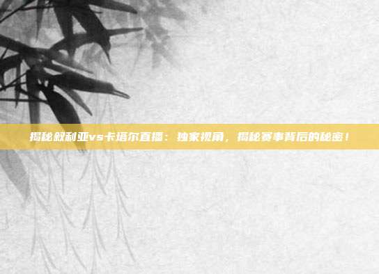 揭秘叙利亚vs卡塔尔直播:独家视角,揭秘赛事背后的秘密!