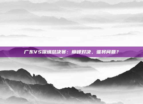 广东VS深圳总决赛：巅峰对决，谁将问鼎？