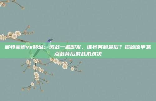 多特蒙德vs赫塔：激战一触即发，谁将笑到最后？揭秘德甲焦点战背后的战术对决