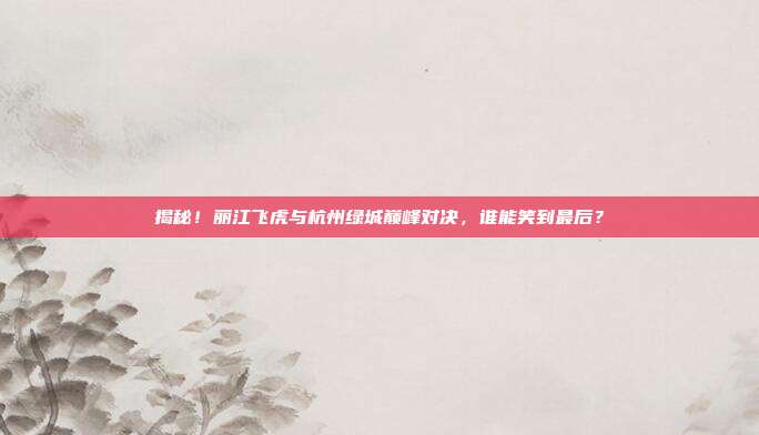 揭秘!丽江飞虎与杭州绿城巅峰对决,谁能笑到最后?