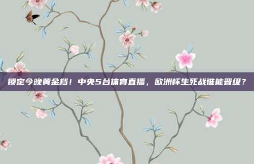 锁定今晚黄金档！中央5台体育直播，欧洲杯生死战谁能晋级？