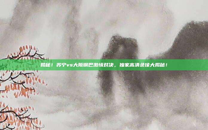 揭秘！苏宁vs大阪钢巴激情对决，独家高清录像大揭秘！