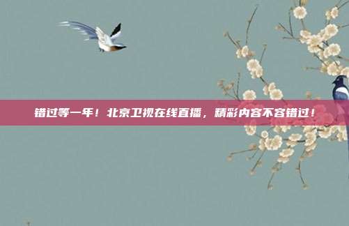 错过等一年！北京卫视在线直播，精彩内容不容错过！