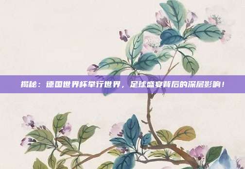 揭秘：德国世界杯举行世界，足球盛宴背后的深层影响！