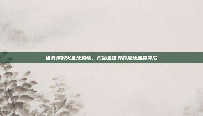 世界杯烽火全球燃情，揭秘全世界的足球盛宴背后