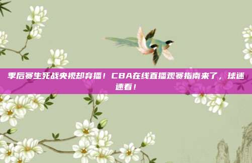 季后赛生死战央视却弃播！CBA在线直播观赛指南来了，球迷速看！