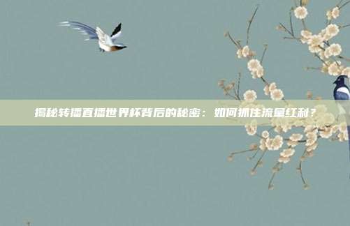 揭秘转播直播世界杯背后的秘密:如何抓住流量红利?