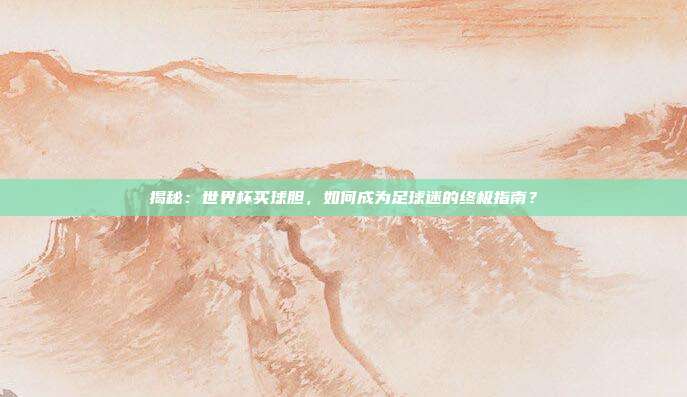 揭秘：世界杯买球胆，如何成为足球迷的终极指南？