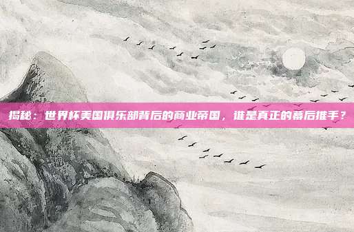揭秘：世界杯美国俱乐部背后的商业帝国，谁是真正的幕后推手？