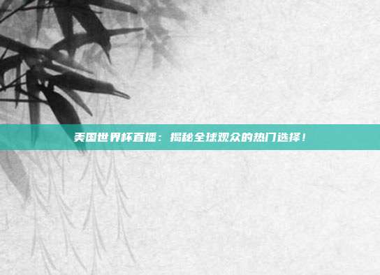 美国世界杯直播：揭秘全球观众的热门选择！