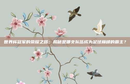 世界杯冠军的荣耀之路:揭秘是哪支队伍成为足球巅峰的霸主?