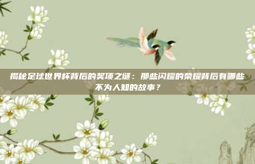 揭秘足球世界杯背后的奖项之谜：那些闪耀的荣耀背后有哪些不为人知的故事？