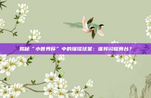 揭秘“小世界杯”中的璀璨球星：谁将闪耀舞台？