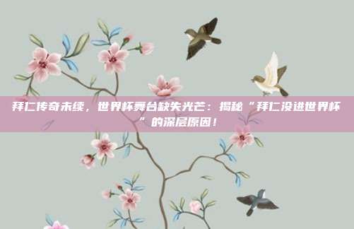 拜仁传奇未续，世界杯舞台缺失光芒：揭秘“拜仁没进世界杯”的深层原因！