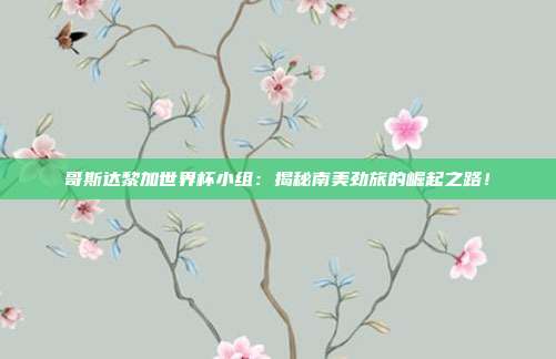 哥斯达黎加世界杯小组：揭秘南美劲旅的崛起之路！