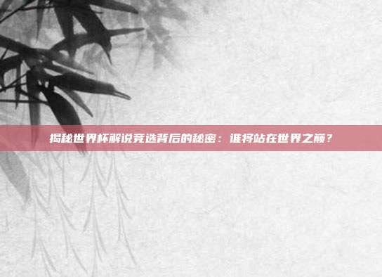 揭秘世界杯解说竞选背后的秘密：谁将站在世界之巅？